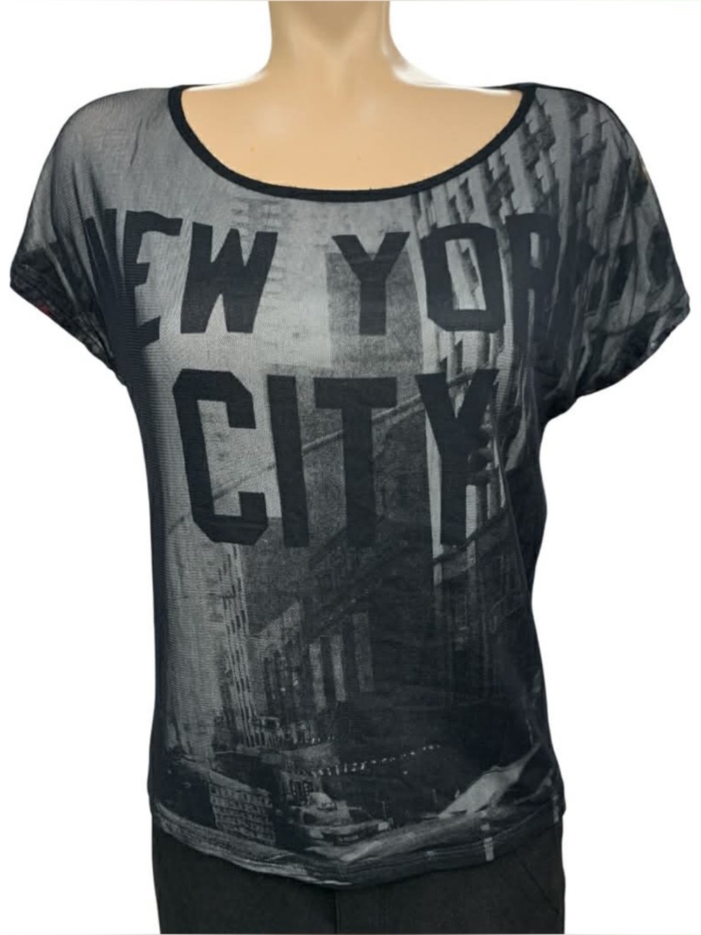 Vanilla Sugar Black New York City Sheer Graphic Tee Size S
